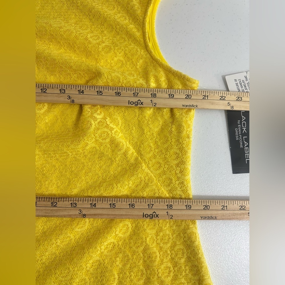 NWT Black Label By Evan-Picone Women's Sz 16 Yellow Sleeveless Lace A-Line Dress - Picture 6 of 10